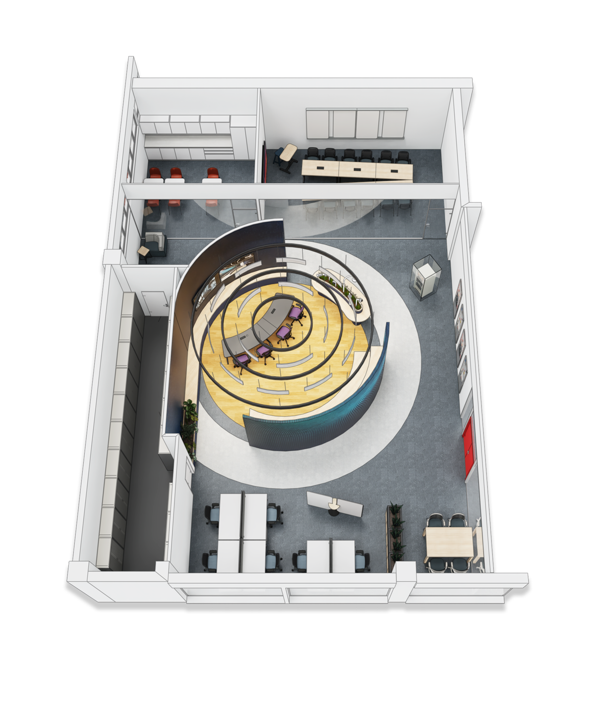 planta de espaço em perspetiva